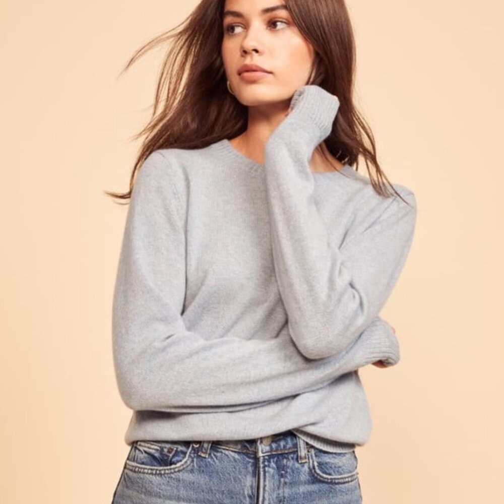 Reformation Cashmere Crew Sweater Dusty Blue Size Small